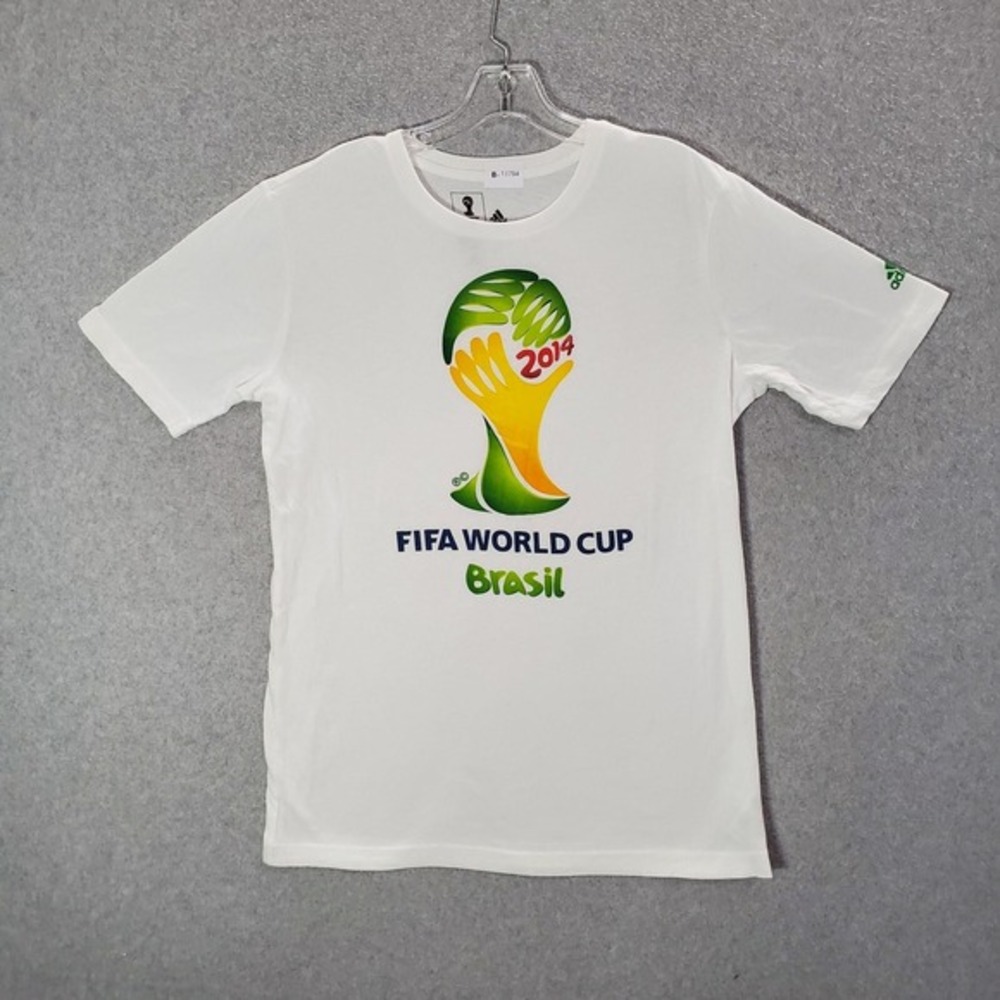 FIFA World Cup Women Top XL White Shirt Brasil Adidas Logo Short Sleeve Tee